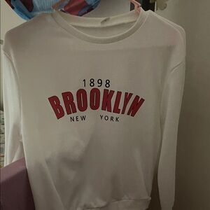 Brooklyn New York White Sweatshirt